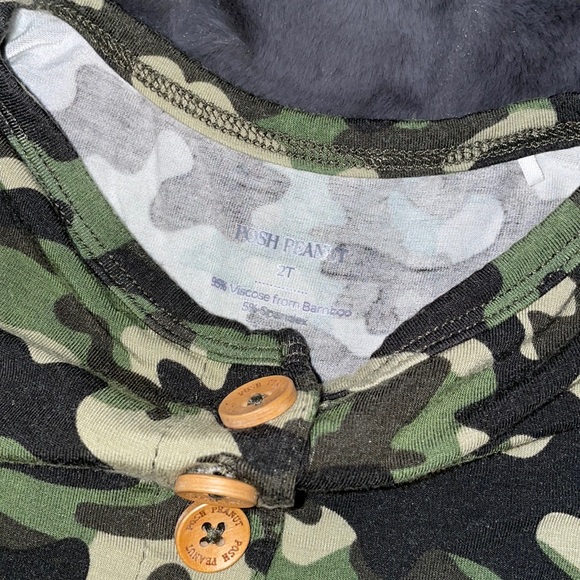 2T EUC Posh Peanut Cadet Camouflage Ruffle Butt Cap Sleeve Romper - Picture 10 of 10